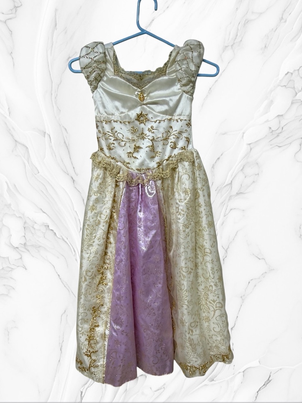 Disney store Rapunzel Cream and Purple Princess Dress with Gold Accents M 7/8